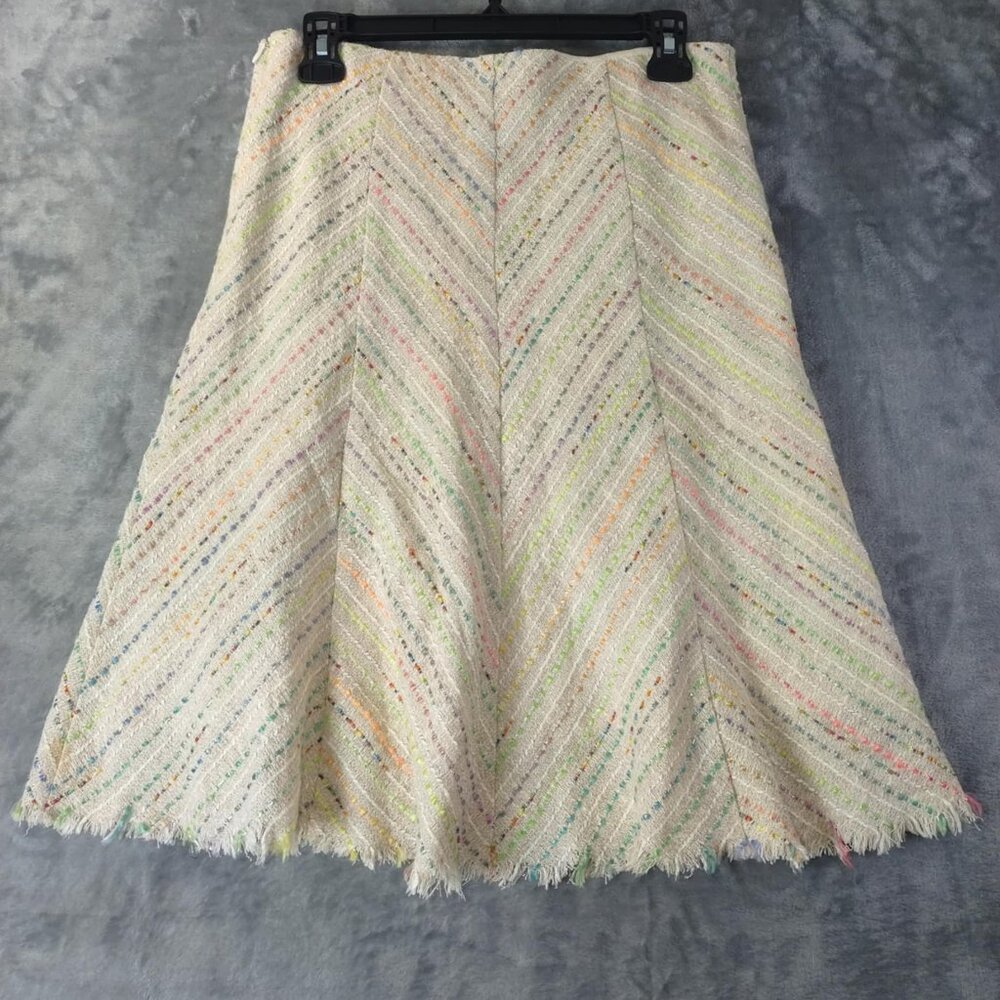 Trina Turk Womens 4 White Multicolored Flowy Tiered Boho Skirt Distressed Spring